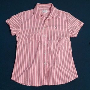 Penguin striped button down short sleeve shirt